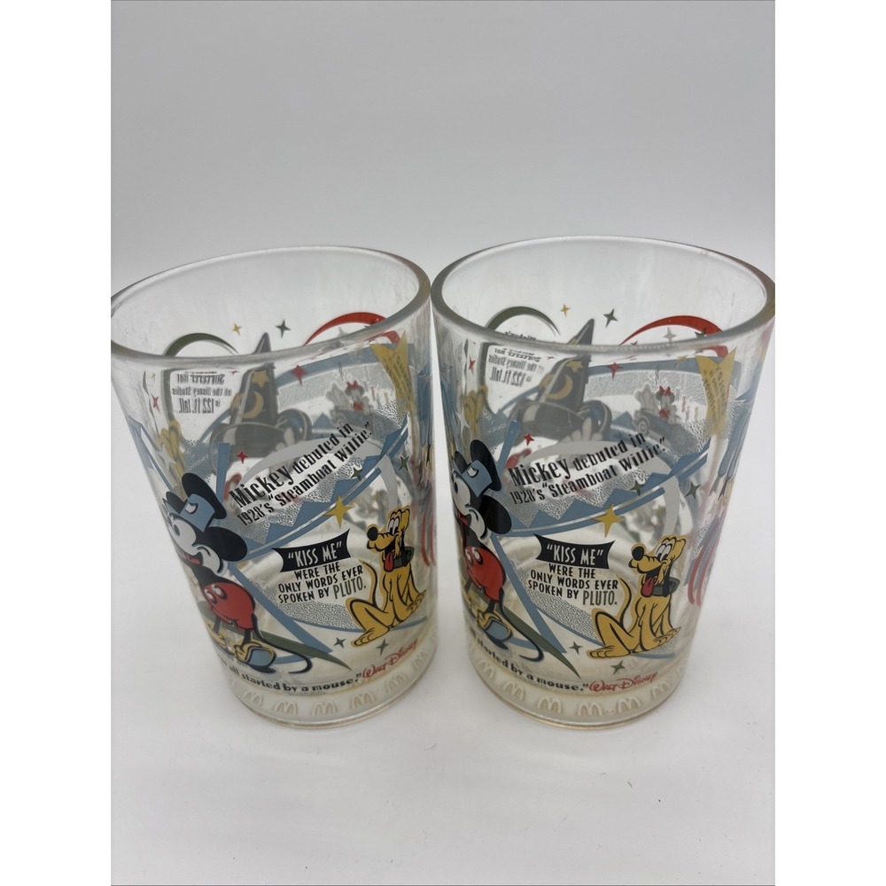 2 Vintage 1996 McDonalds Disney World 100 Anniversary Glasses‎ . Collectible.